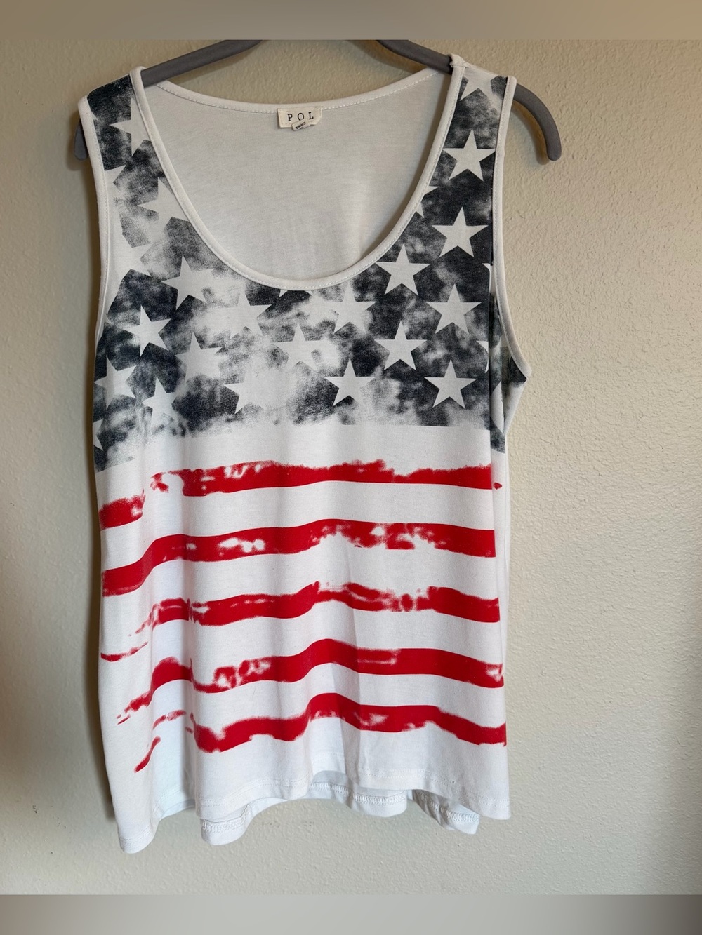 POL American Flag Tank Top in Red, Black & White